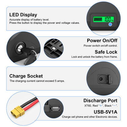 48V 52V  20Ah Samsung/LG cells Ebike battery For Rad Power Bike For 0-1500W  Motor【USA Stock】