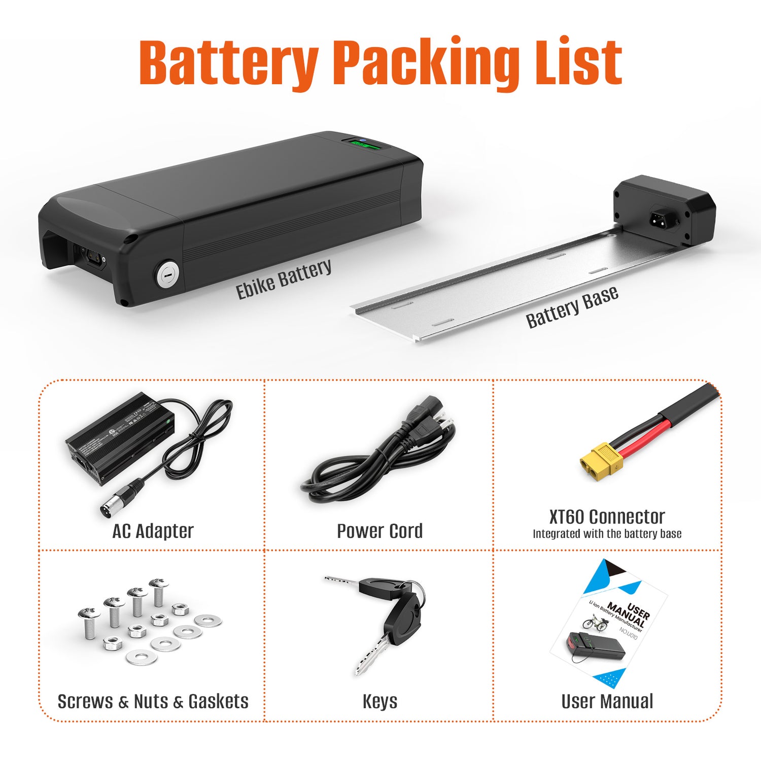 48V 52V 72V 30AH 21700 LG5000 li-on cells Rear Rack Ebike battery for 500W 750W 1000W 1500W 3000W motor【EU Stock】