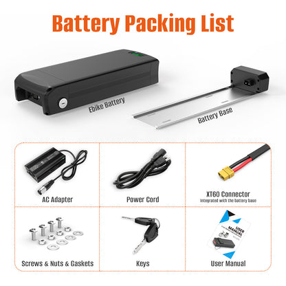 48V 52V 72V 30AH 21700 LG5000 li-on cells Rear Rack Ebike battery for 500W 750W 1000W 1500W 3000W motor【EU Stock】