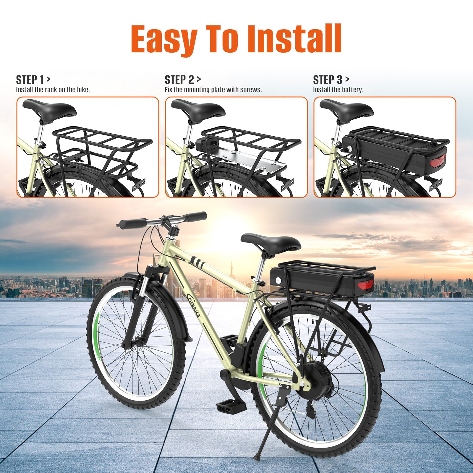 48V 52V 72V 30AH 21700 LG5000 li-on cells Rear Rack Ebike battery for 500W 750W 1000W 1500W 3000W motor【EU Stock】