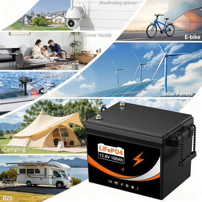 U206 12.8V 100AH Deep Cycles Life Rechargeable LiFePo4 Li-ion Battery For Outdoor Standby/RV/Tent Truck/Camper/Household Energy Storage【US STOCK】