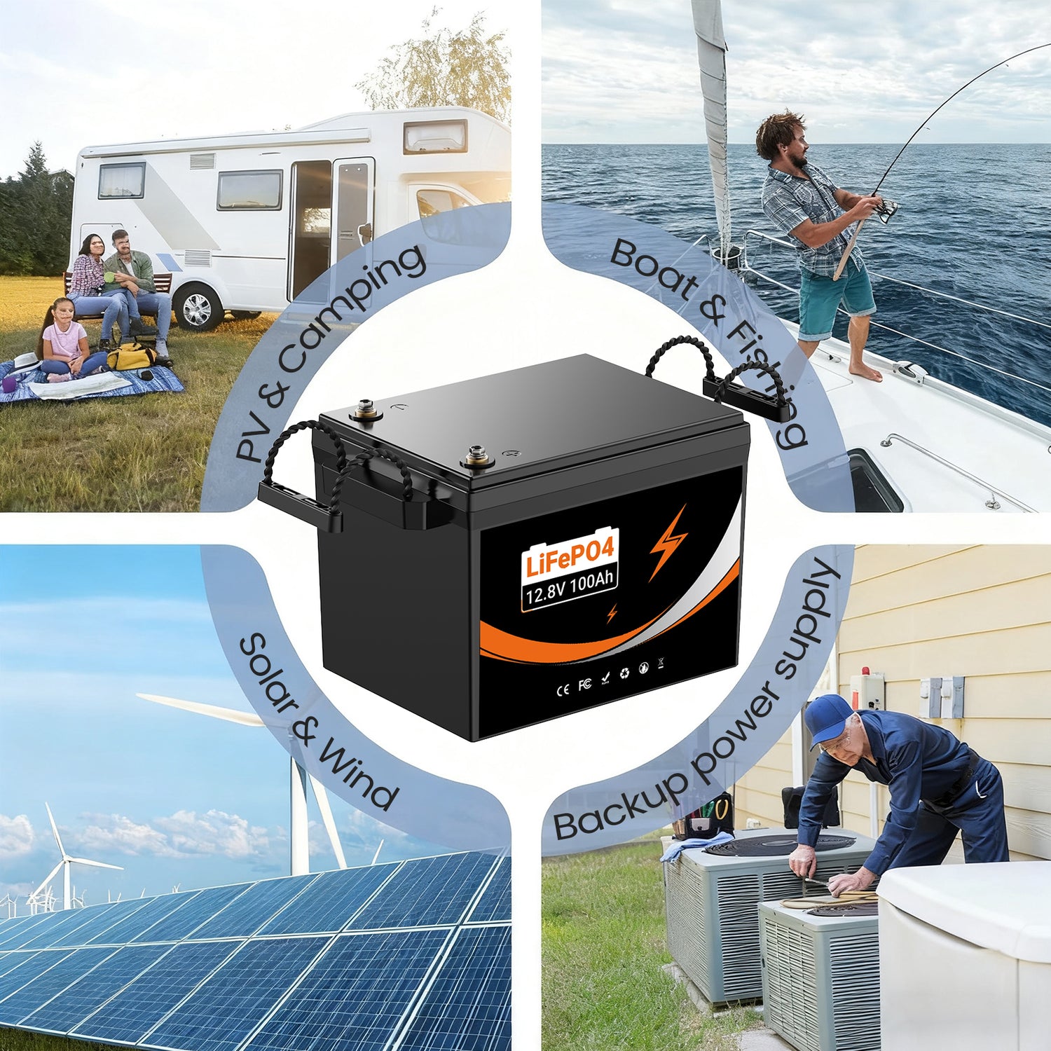 U206 12.8V 100AH Deep Cycles Life Rechargeable LiFePo4 Li-ion Battery For Outdoor Standby/RV/Tent Truck/Camper/Household Energy Storage【US STOCK】