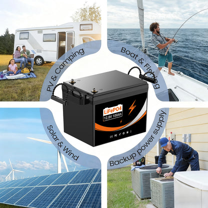 U206 12.8V 100AH Deep Cycles Life Rechargeable LiFePo4 Li-ion Battery For Outdoor Standby/RV/Tent Truck/Camper/Household Energy Storage【US STOCK】